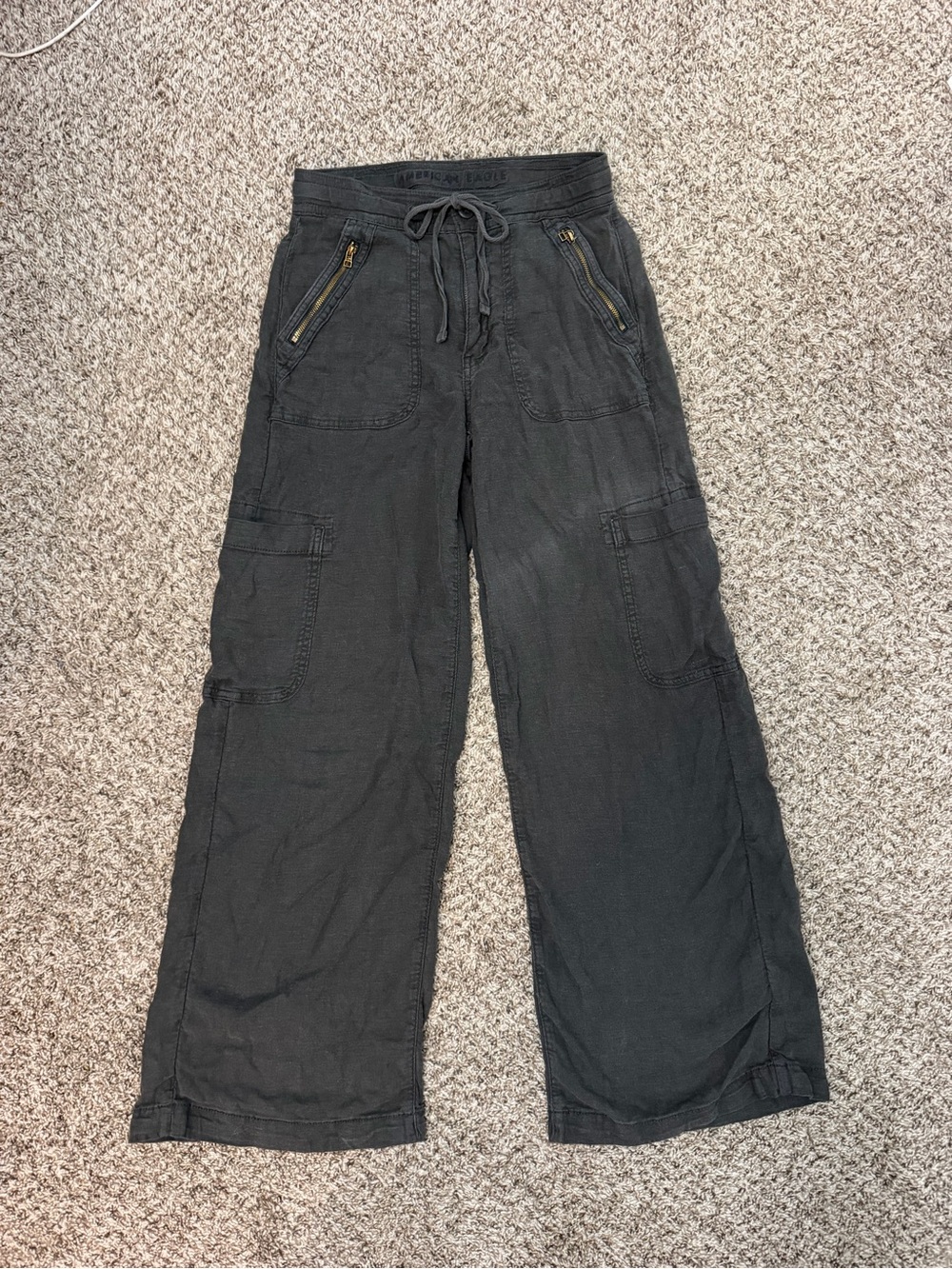 American Eagle Outfitters Black Boot-Cut Cargo Pants